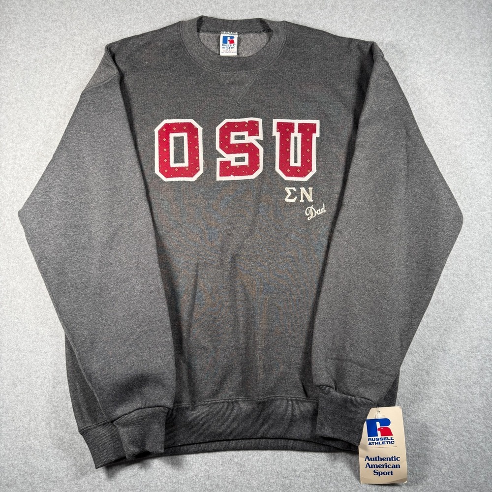Vintage Russell Athletic OSU Sigma Nu Dad Sweatshirt USA Mens XL NWT